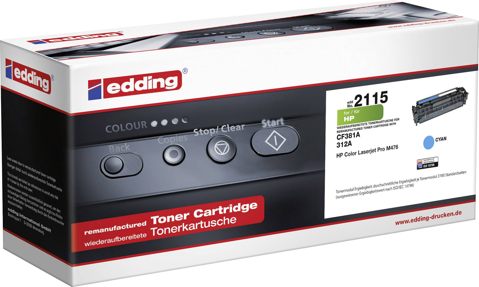 Edding Toner ersetzt HP 312A, CF381A Cyan 2700 Seiten Kompatibel Tonerkassette