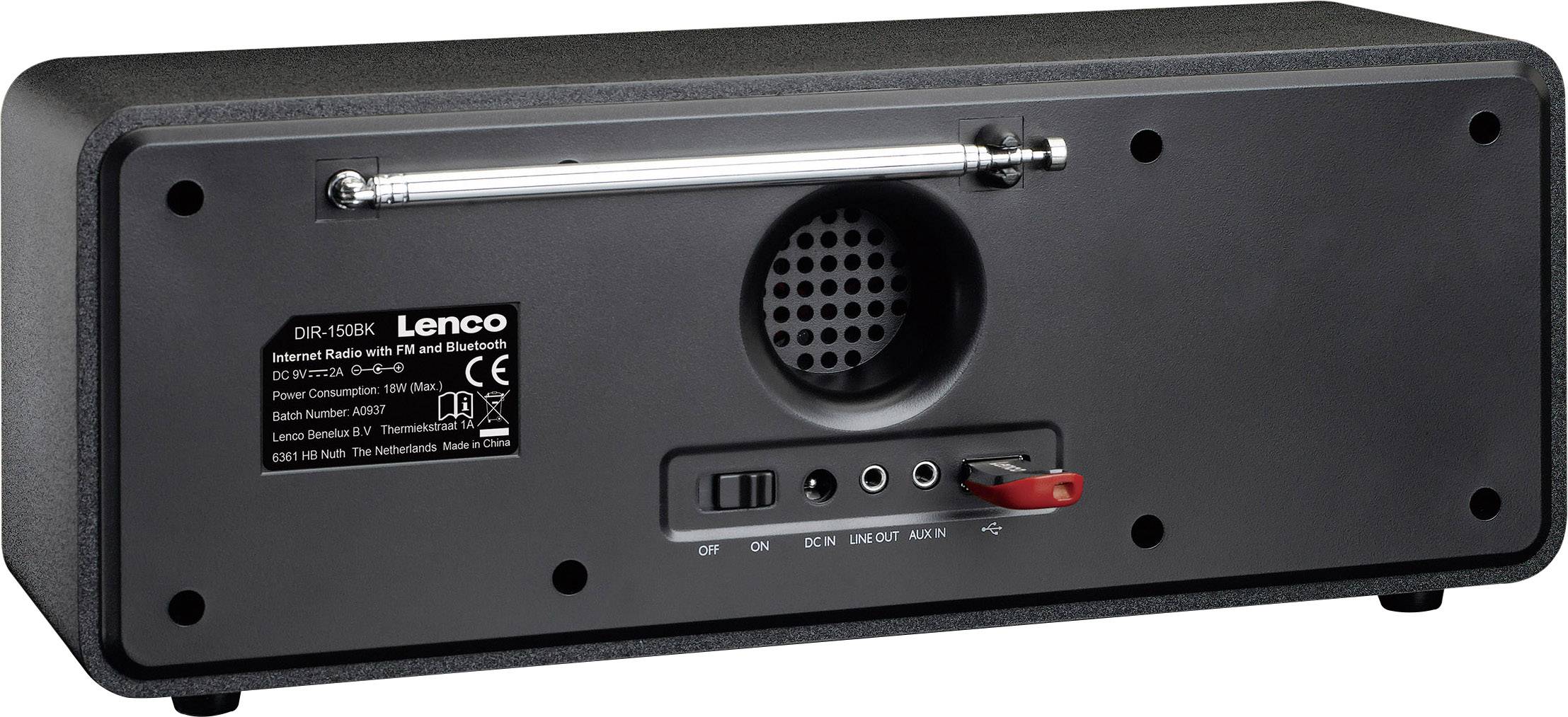 Lenco DIR-150 Internet Taschenradio UKW AUX, Bluetooth®, USB, WLAN, Internetradio   Schwarz