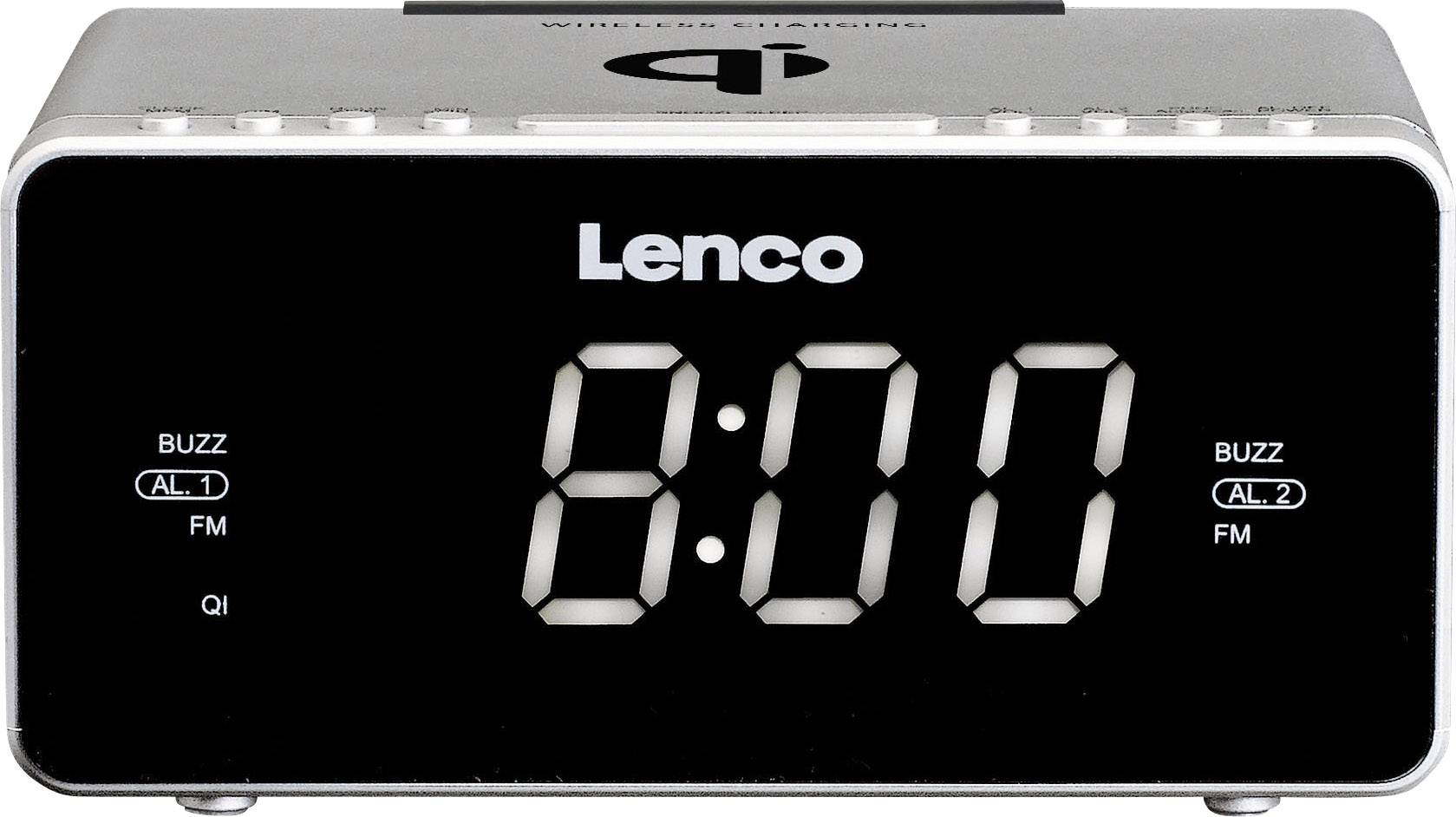 Lenco CR-550SI Radiowecker UKW AUX, USB Akku-Ladefunktion Silber