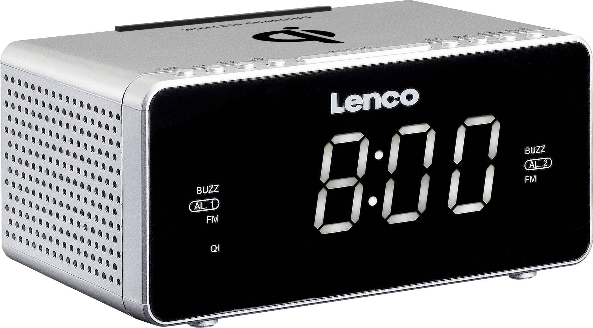 Lenco CR-550SI Radiowecker UKW AUX, USB Akku-Ladefunktion Silber