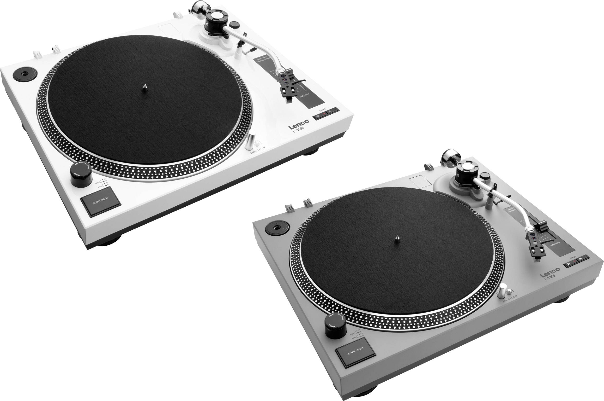 Lenco L-3808 USB-Plattenspieler Direktantrieb Weiß