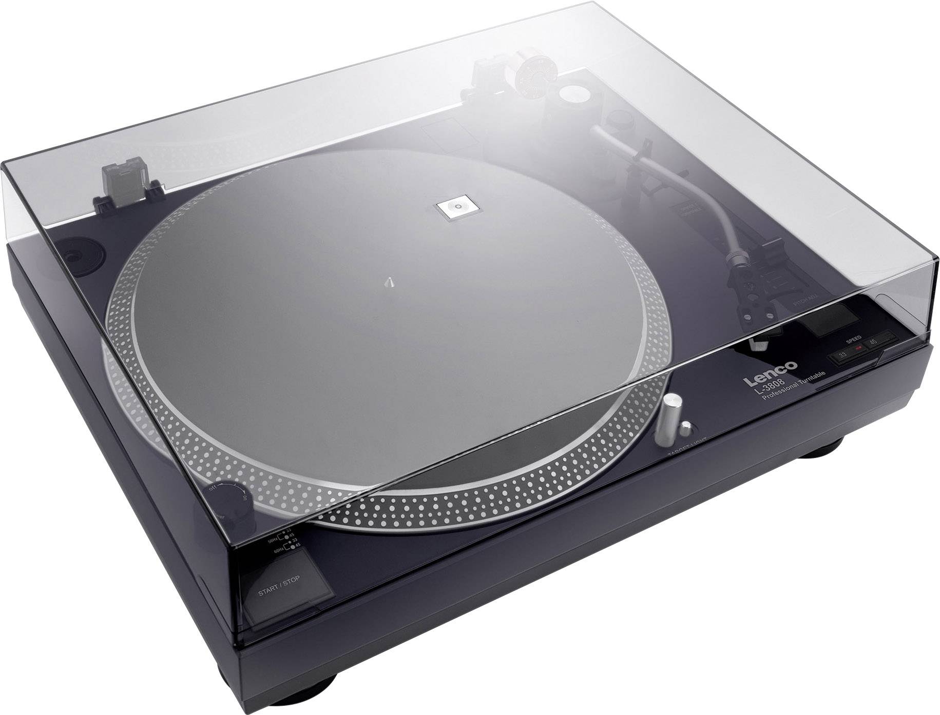 Lenco L-3808 USB-Plattenspieler Direktantrieb Schwarz