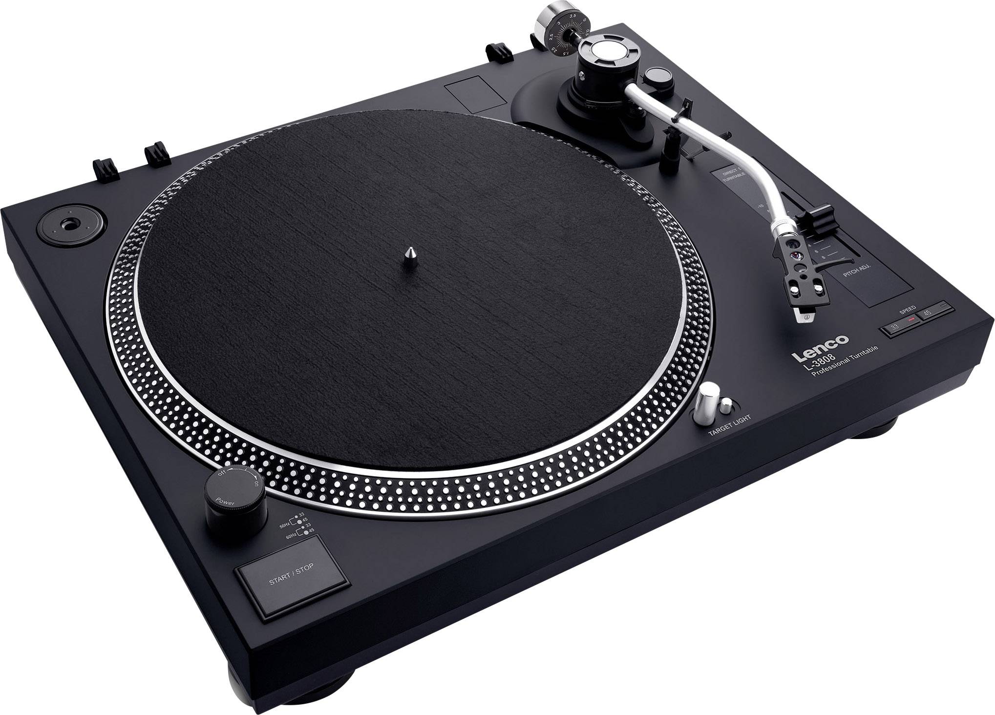 Lenco L-3808 USB-Plattenspieler Direktantrieb Schwarz