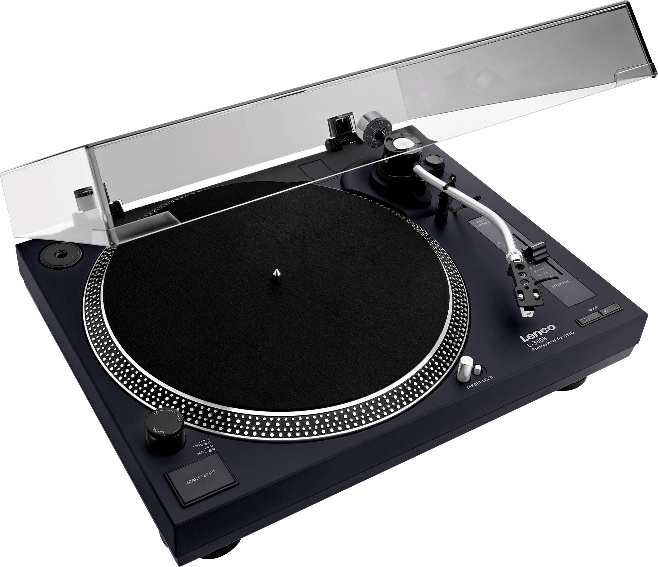 Lenco L-3808 USB-Plattenspieler Direktantrieb Schwarz