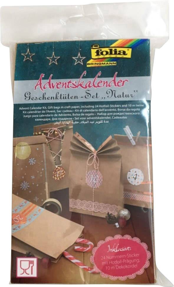 Folia Geschenktüten-Set Natur 2018 Adventskalender