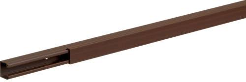 Ein braunes Kabelkanalstück, länglich und rechteckig, dient zur Organisation und Verkleidung von Kabeln.