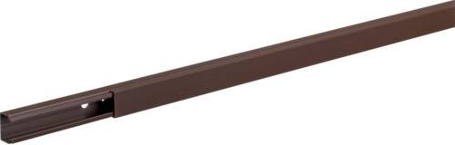 Braunes, langes Metallprofil mit rechteckigem Querschnitt, vermutlich Teil eines Regalsystems oder einer Konstruktion.