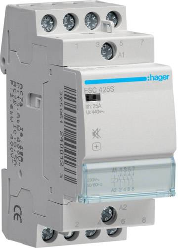 Hager ESC425S Remote Switch 4-Pole 25A 400V Hum-Free Protection
