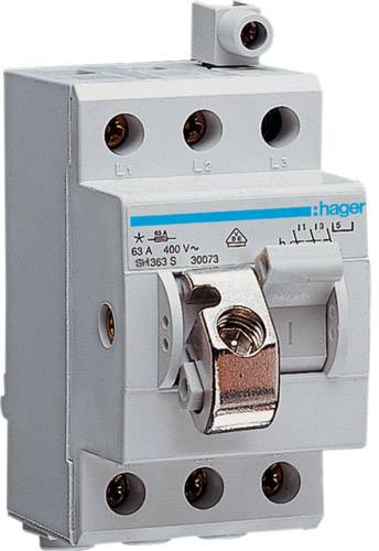 Leistungsschalter mit einer Kapazität von 63 A bei 400 V. Geeignet für industrielle Anwendungen. Modellnummer 'SH363 S 30073'.