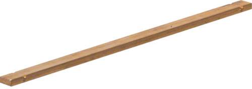Ein langer, schmaler Holzbalken, horizontal ausgerichtet, auf weißem Hintergrund.
