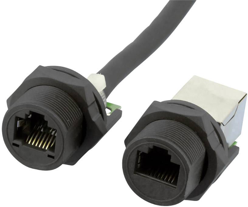 W & P Products RJ-45 Buchsen mit Schraubverriegelung zur Gehäusemontage, Cat 5e, IP67 W654-1-7-1 RJ45 Kupplungsgehäuse Schwarz