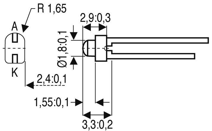 Vishay TLUG2401 LED bedrahtet Grün Gewölbt 1.9mm 2 mcd 20° 20mA 2.4V