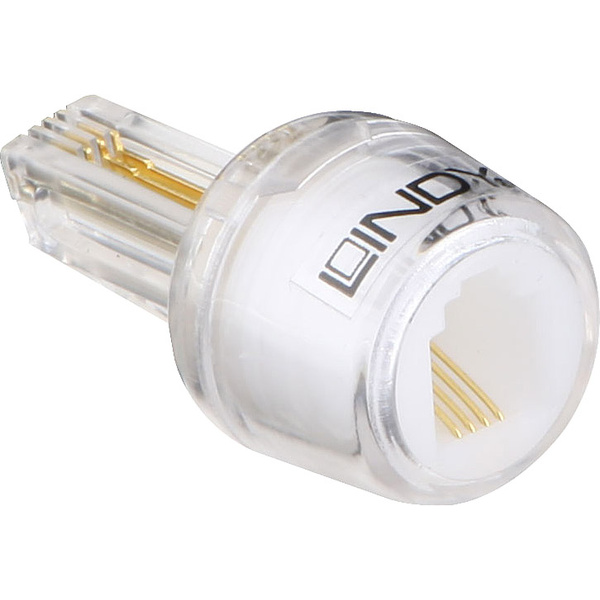 LINDY Kabel-Entzwirler Adapter [1x RJ10-Stecker 4p4c - 1x RJ10-Buchse 4p4c] Transparent