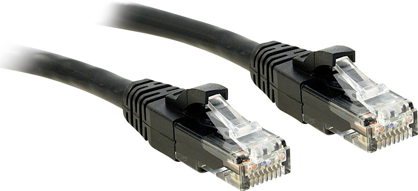 LINDY 48085 RJ45 Patchkabel CAT 6 U/UTP 30.00 m Schwarz mit Rastnasenschutz 1 St.