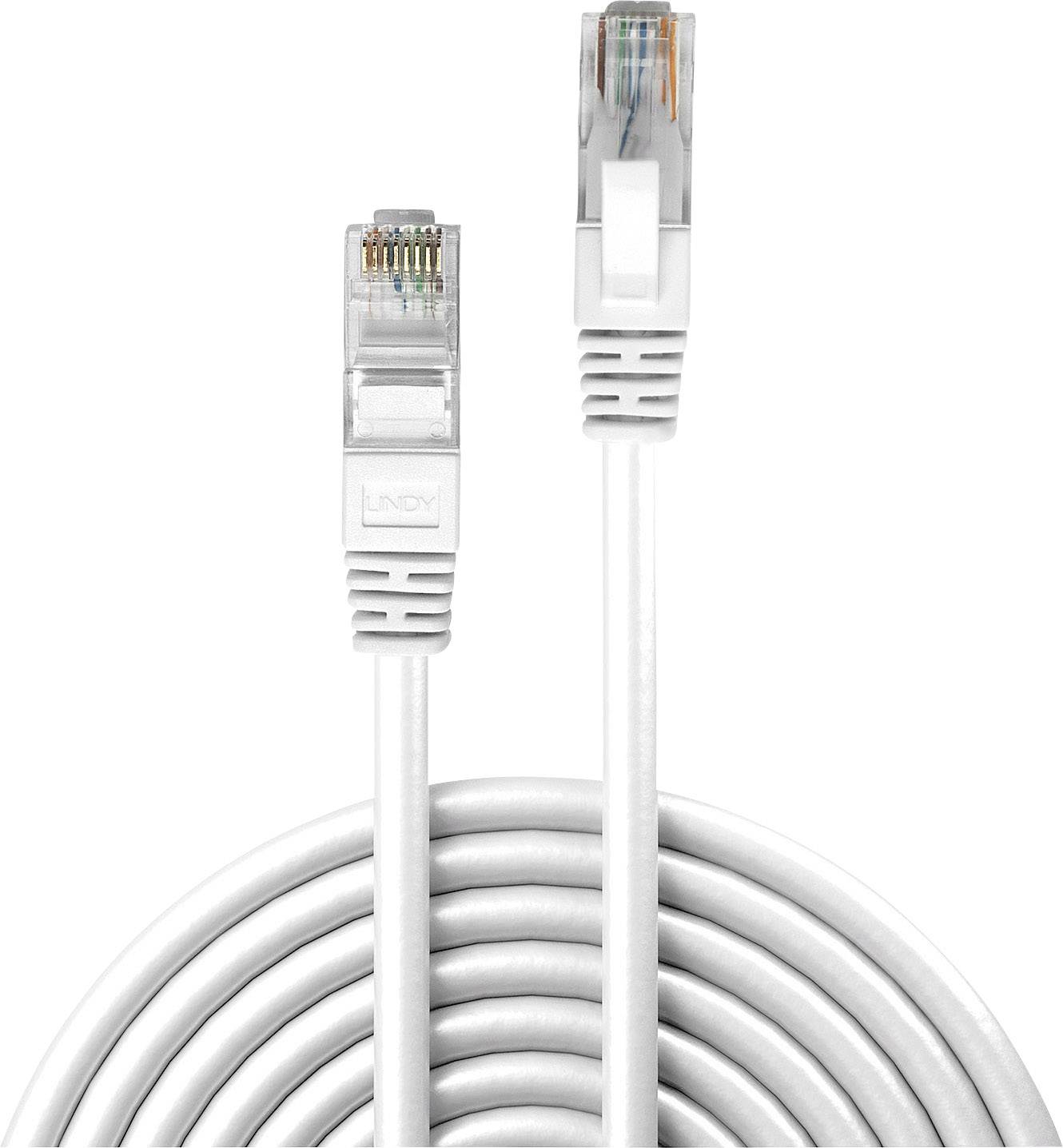 LINDY 48100 RJ45 Netzwerkkabel, Patchkabel CAT 6 U/UTP 30.00 m Weiß mit Rastnasenschutz 1 St.