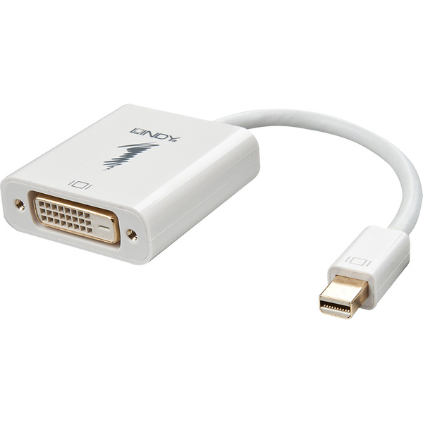 LINDY 41733 Mini-DisplayPort / DVI Konverter [1x Mini-DisplayPort Stecker - 1x DVI-Buchse 24+5pol.] Weiß  0.17 m