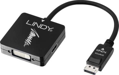 LINDY 41028 DisplayPort / HDMI / VGA / DVI Konverter [1x DisplayPort Stecker - 3x HDMI-Buchse, VGA-B