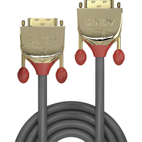 LINDY DVI Anschlusskabel DVI-D 24+1pol. Stecker, DVI-D 24+1pol. Stecker 10.00m Gold 36206 DVI-Kabel