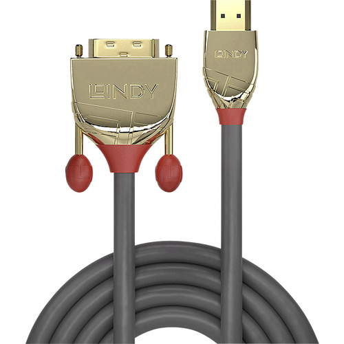 LINDY HDMI / DVI Adapterkabel HDMI-A Stecker, DVI-D 18+1pol. Stecker 10.00m Grau 36198 HDMI-Kabel