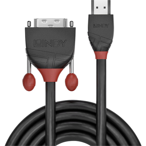 LINDY HDMI / DVI Adapterkabel HDMI-A Stecker, DVI-D 18+1pol. Stecker 1.00m Schwarz 36271 HDMI-Kabel