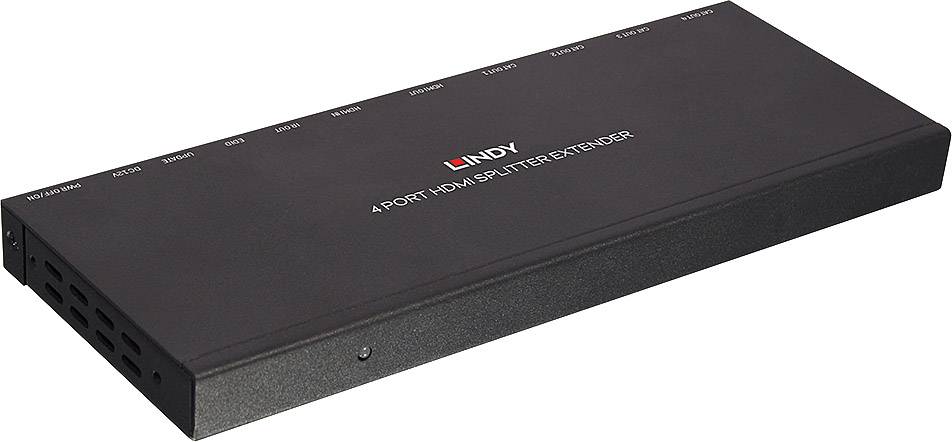 LINDY 70m Cat.6 4 Port HDMI 4K30 & IR Splitter Extender (Loop Out) 4 Port HDMI-Splitter 3840 x 2160 Pixel Schwarz