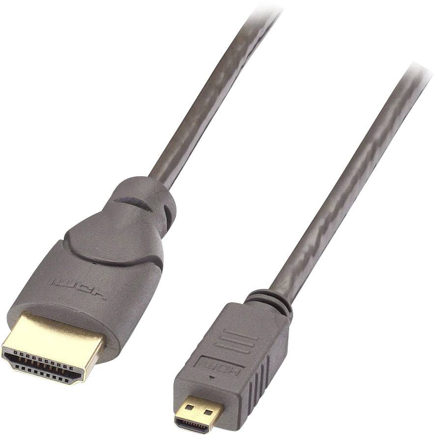 LINDY HDMI Anschlusskabel HDMI-A Stecker, HDMI-Micro-D Stecker 0.50 m Schwarz 41350 4K UHD HDMI-Kabel