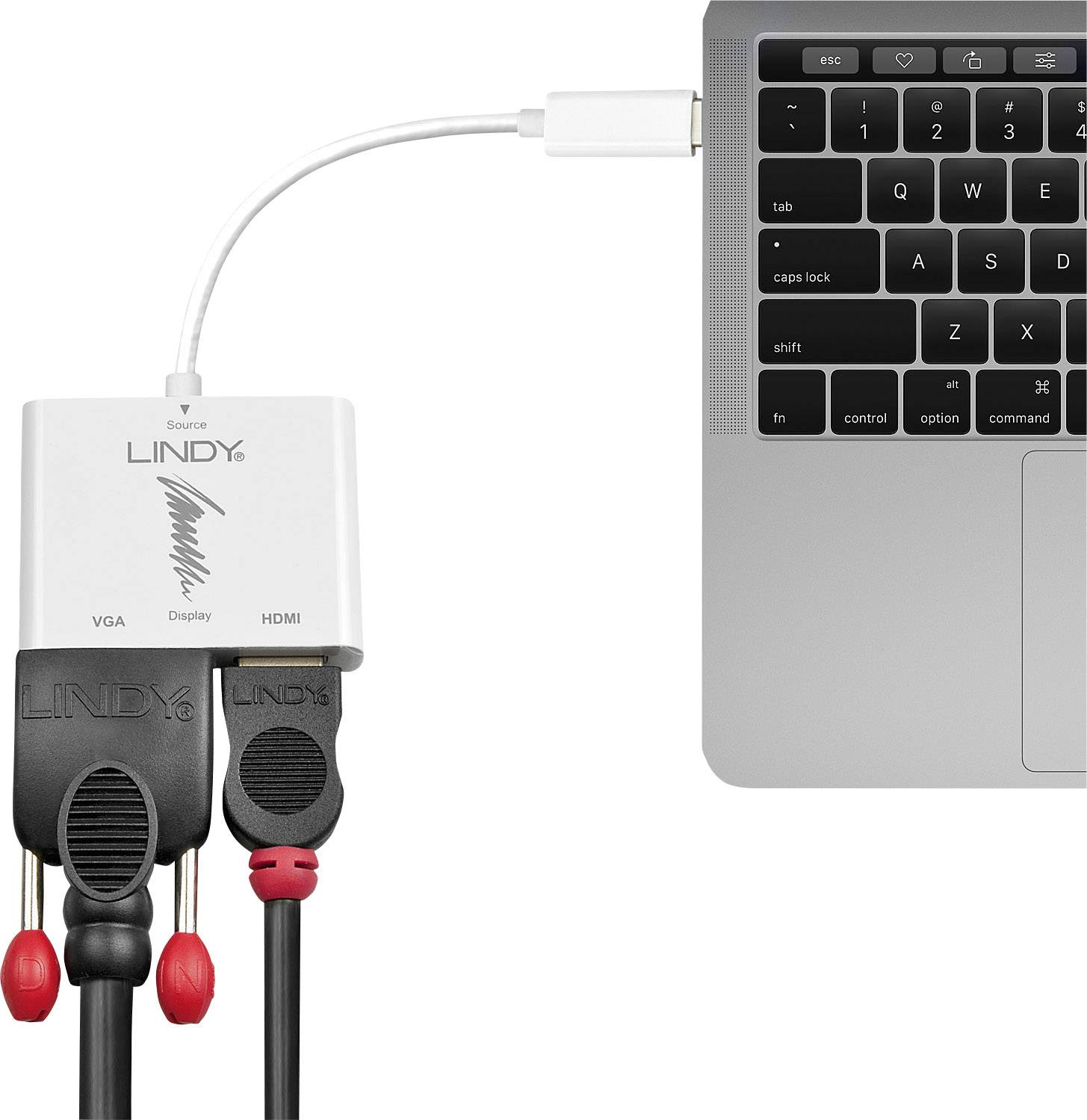 LINDY 43179 USB-C® / DisplayPort Konverter [1x USB-C® Stecker - 2x HDMI-Buchse, VGA-Buchse] Weiß