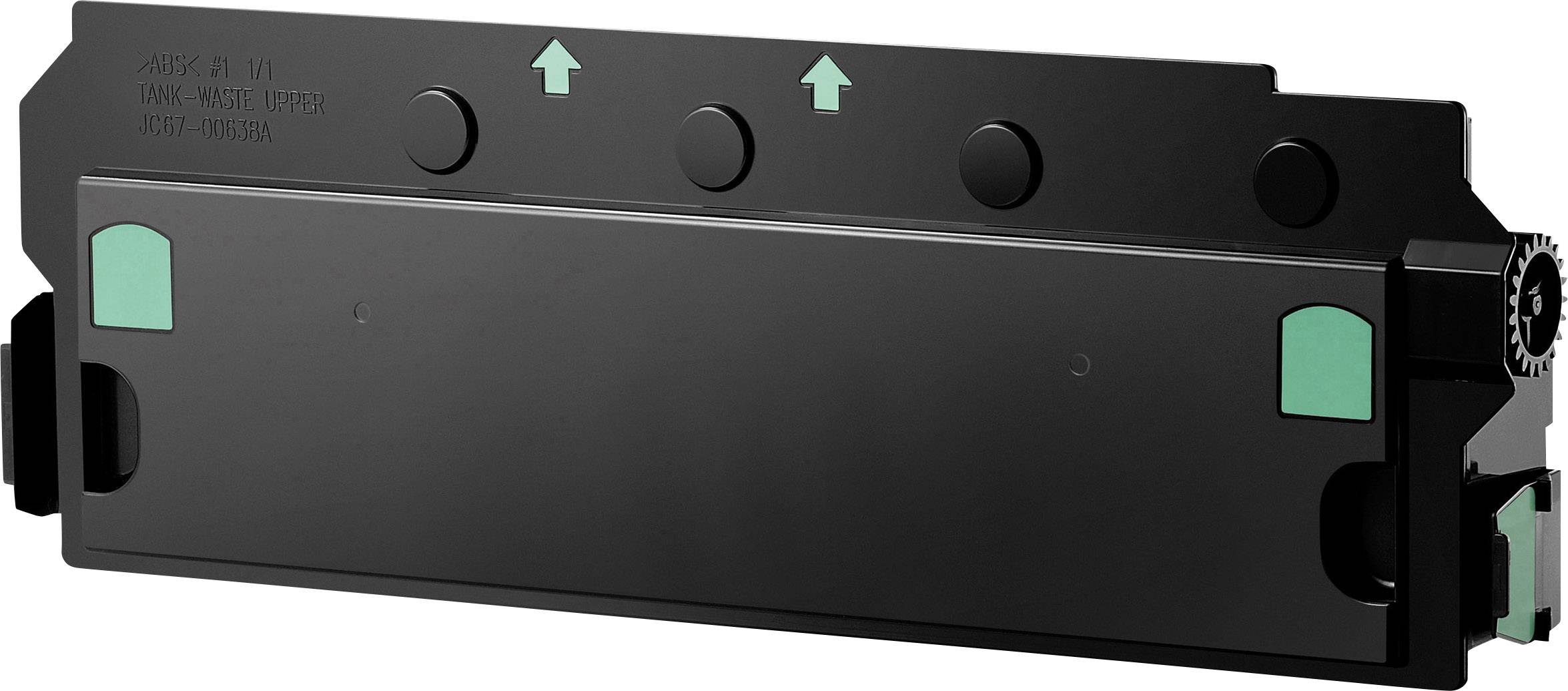 Ein schwarzes Tonermodul mit grünen Pfeilen und Markierungen.