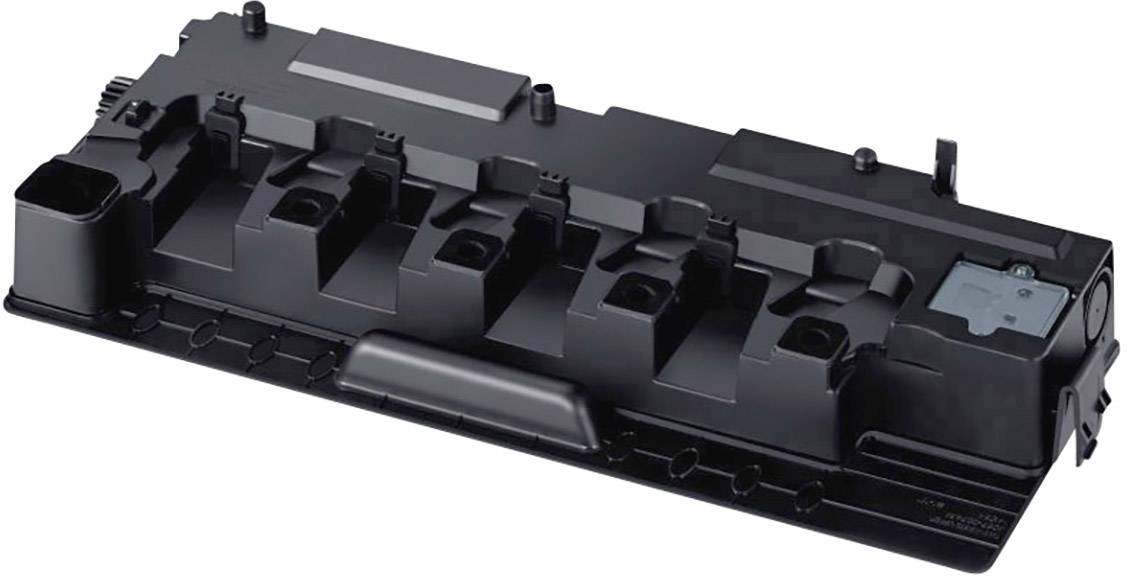 Ein schwarzer Drucker-Toner, rechteckig, mit mehreren vertiefungen und Anschlüssen, für den Einsatz in Laserdruckern geeignet.