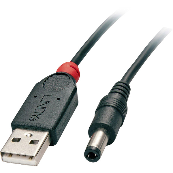 LINDY Câble électrique USB USB 2.0 USB-A mâle, Connecteur DC 5,5 mm 1.50 m noir 70268