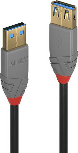 LINDY USB-Kabel USB 3.2 Gen1 USB-A Stecker, USB-A Buchse 0.50 m Schwarz 36760