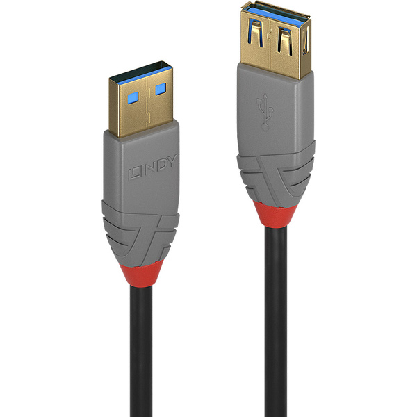 LINDY USB-Kabel USB 3.2 Gen1 (USB 3.0 / USB 3.1 Gen1) USB-A Stecker, USB-A Buchse 1.00m Schwarz 36761