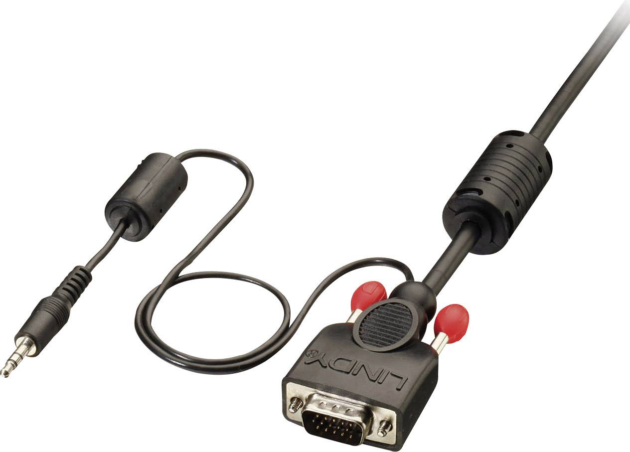 LINDY VGA / Klinke Anschlusskabel VGA 15pol. Stecker, VGA 15pol. Stecker 7.50 m Schwarz 37302 VGA-Kabel