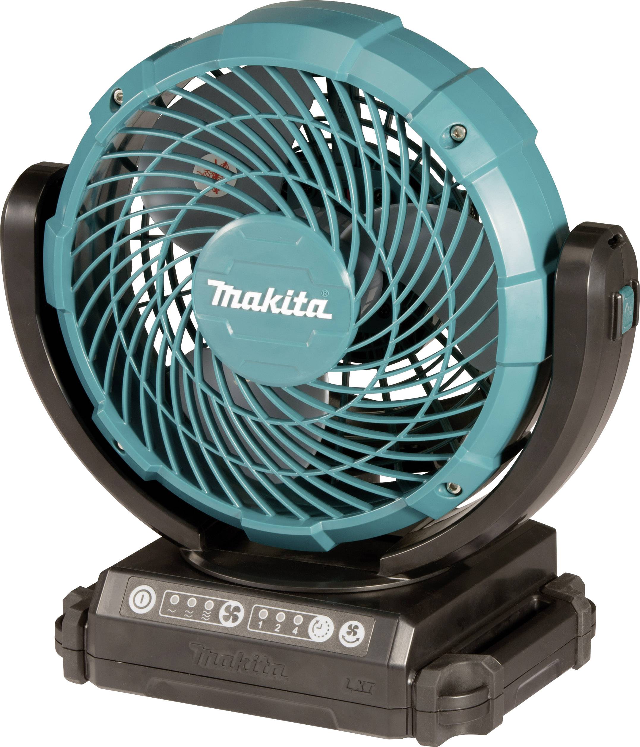 Makita Bodenventilator Schwarz, Türkis Timer, Oszillierend, Akkubetrieb möglich
