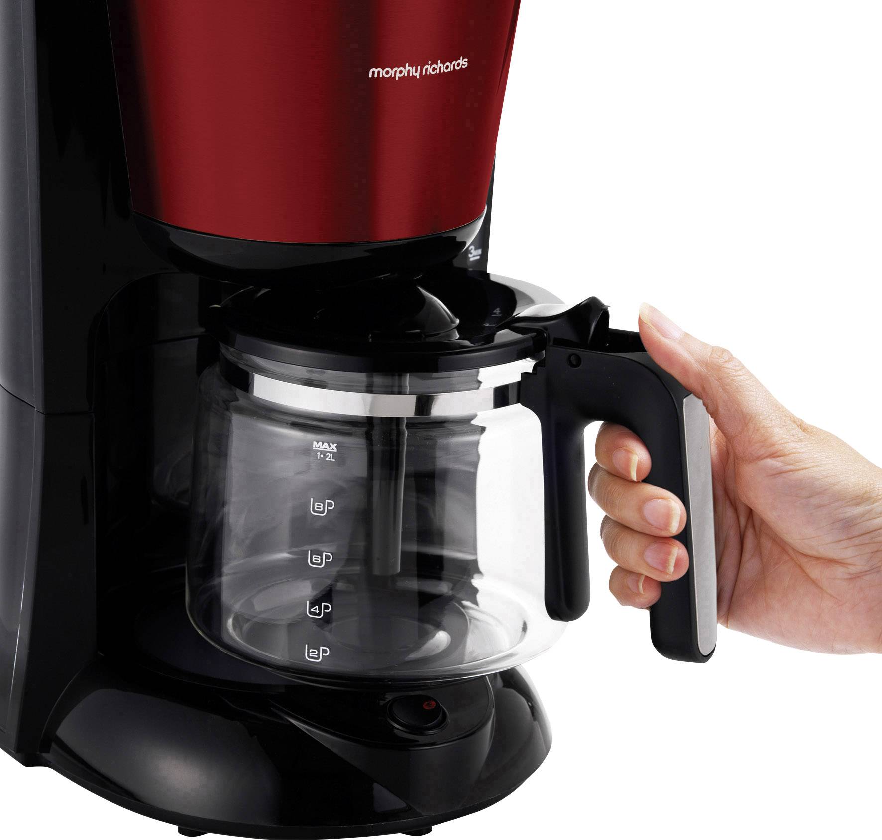 Accents Kaffeemaschine Edelstahl, Rot Fassungsvermögen Tassen=12 Glaskanne, Warmhaltefunktion