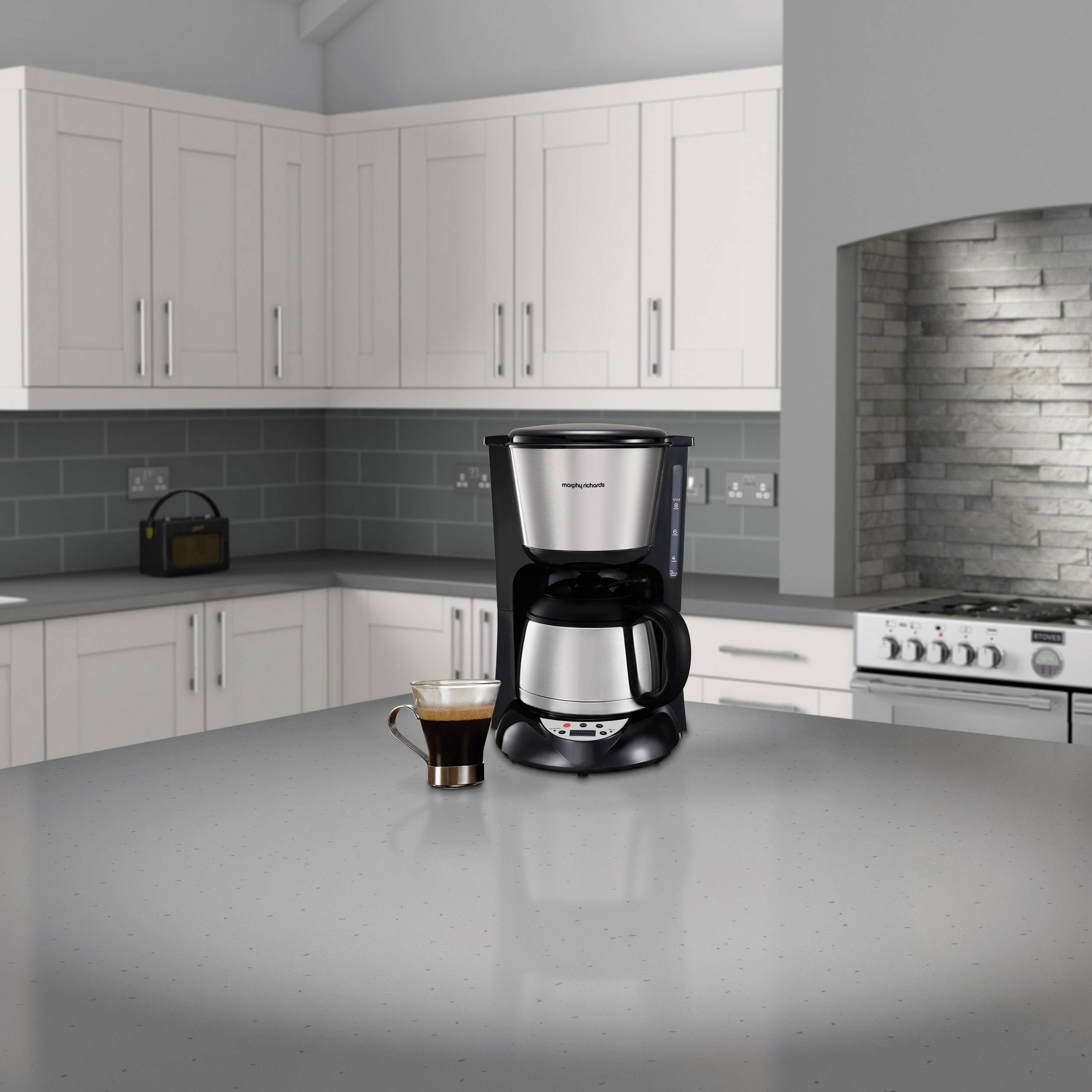 Morphy Richards Accents Kaffeemaschine Edelstahl (gebürstet) Isolierkanne, Warmhaltefunktion, Timerfunktion, Display