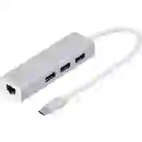 Digitus DA-70255 3+1 Port USB-Kombi-Hub mit eingebautem Netzwerk-Anschluss Silber Digitus DA-70255 3+1 Port USB-Kombi-Hub mit eingebautem Netzwerk-Anschluss Silber