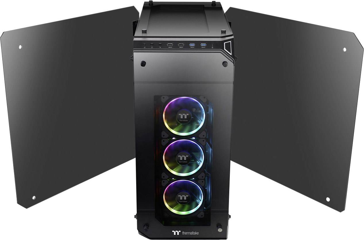 Thermaltake View 71 Tempered Glass RGB Plus Full Tower PC-Gehäuse Schwarz, RGB 4 Vorinstallierte LED Lüfter, Seitenfenster, Werkzeugfreie Festplatte