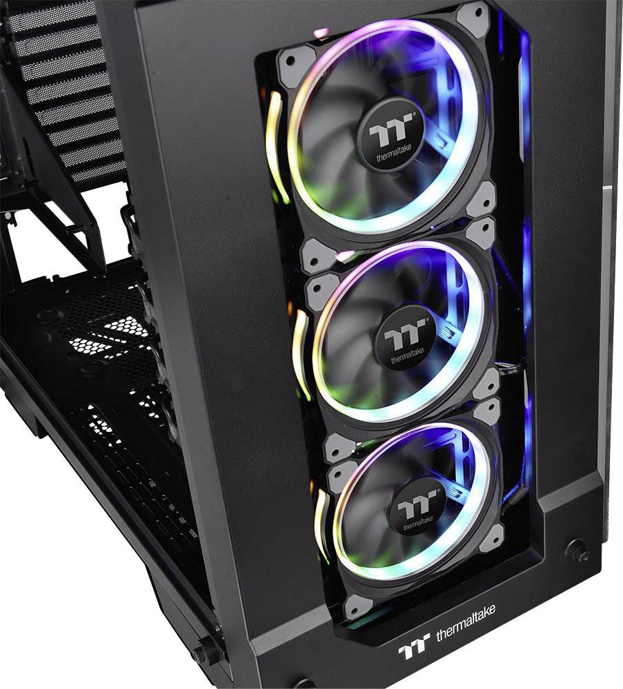 Thermaltake View 71 Tempered Glass RGB Plus Full Tower PC-Gehäuse Schwarz, RGB 4 Vorinstallierte LED Lüfter, Seitenfenster, Werkzeugfreie Festplatte