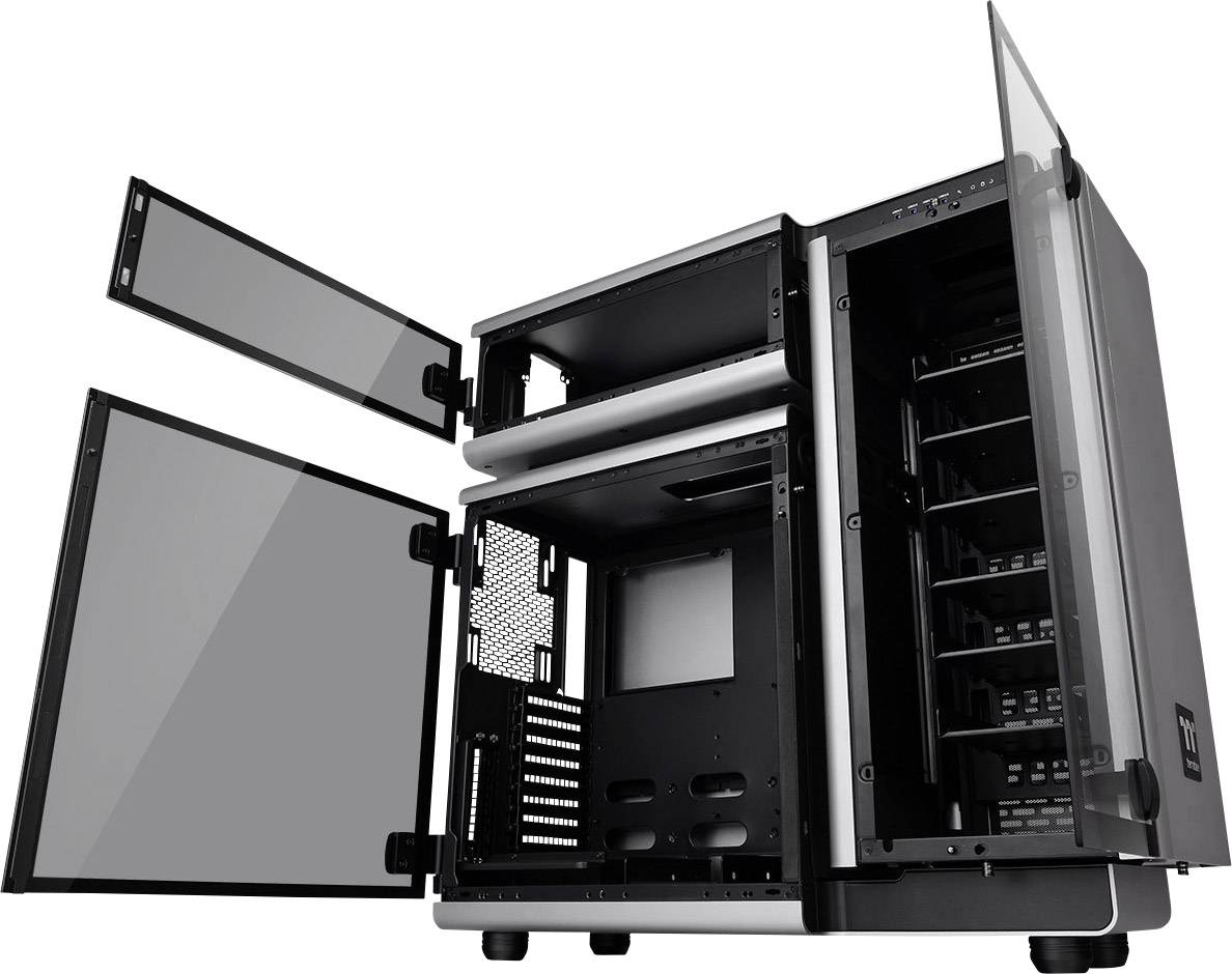 Thermaltake Level 20 Full Tower PC-Gehäuse Schwarz, Silber 3 Vorinstallierte LED Lüfter, Seitenfenster, Werkzeugfreie