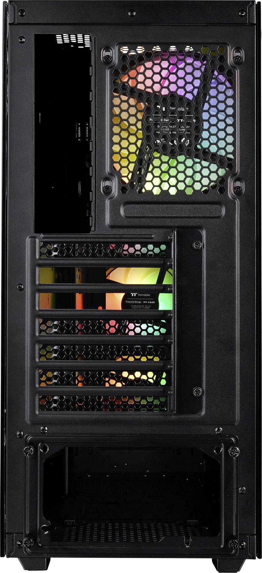 Thermaltake View 21 Tempered Glass RGB Plus Midi-Tower PC-Gehäuse Schwarz 4 Vorinstallierte LED Lüfter, Staubfilter, Seitenfenster