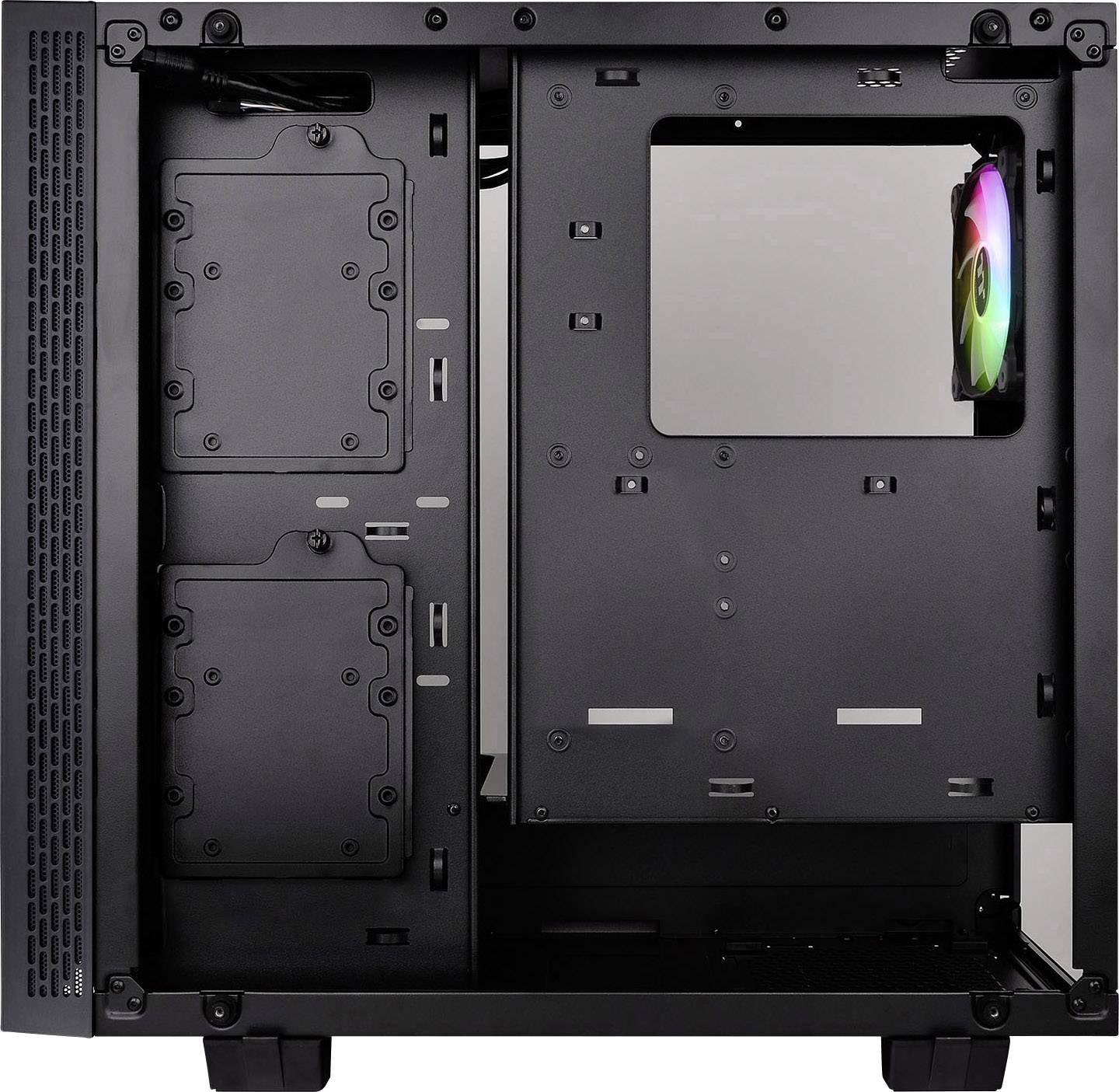 Thermaltake View 21 Tempered Glass RGB Plus Midi-Tower PC-Gehäuse Schwarz 4 Vorinstallierte LED Lüfter, Staubfilter, Seitenfenster