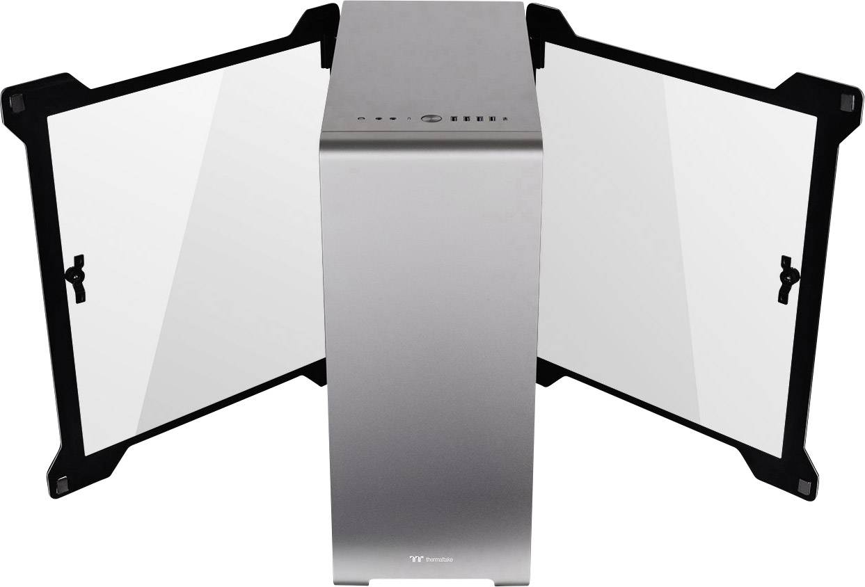 Thermaltake A500 Tempered Glass Midi-Tower PC-Gehäuse Silber, Schwarz 3 vorinstallierte Lüfter, Seitenfenster, Staubfilter