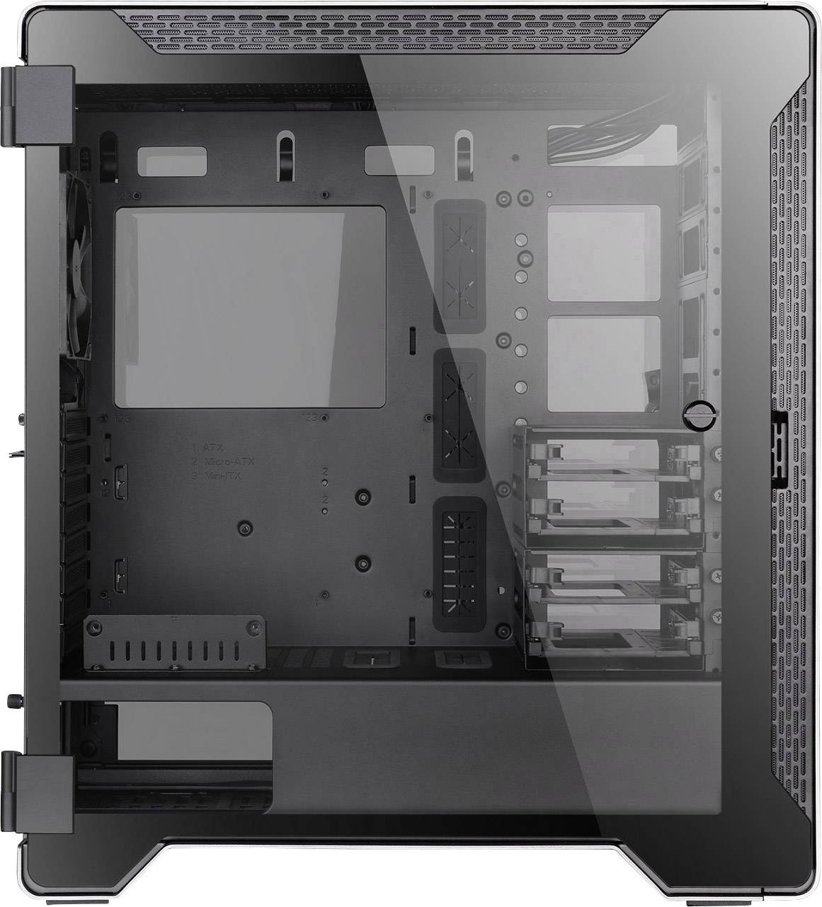 Thermaltake A500 Tempered Glass Midi-Tower PC-Gehäuse Silber, Schwarz 3 vorinstallierte Lüfter, Seitenfenster, Staubfilter