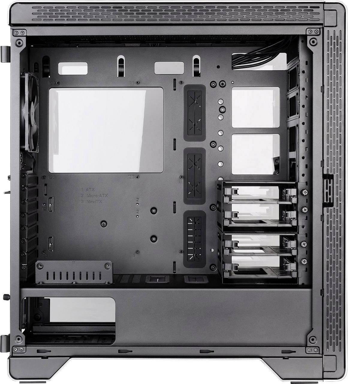 Thermaltake A500 Tempered Glass Midi-Tower PC-Gehäuse Silber, Schwarz 3 vorinstallierte Lüfter, Seitenfenster, Staubfilter