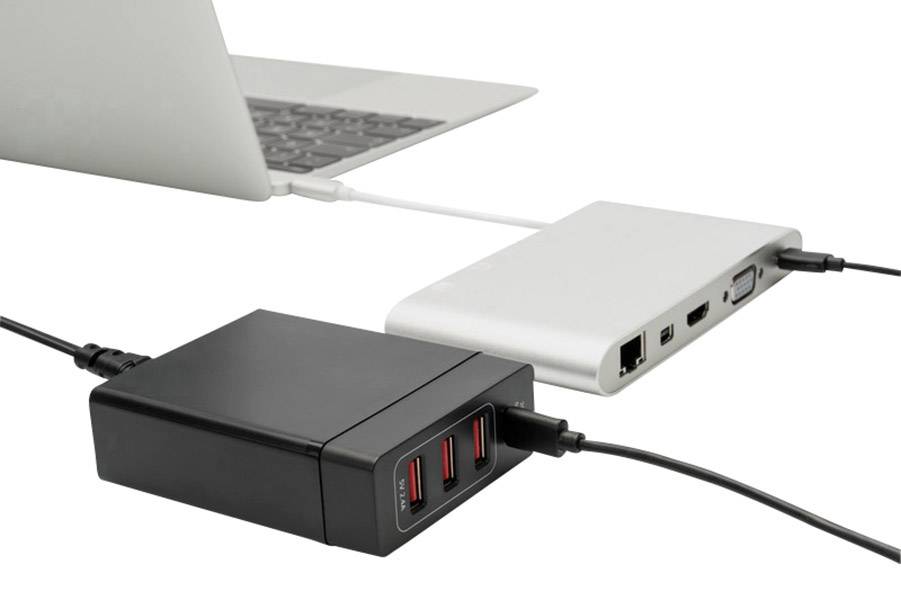 Digitus DA-10195 USB-Ladegerät 72 W Steckdose Ausgangsstrom (max.) 10200 mA USB-C®, USB-A Anzahl Ausgänge: 4 x USB Power Delivery (USB-PD)