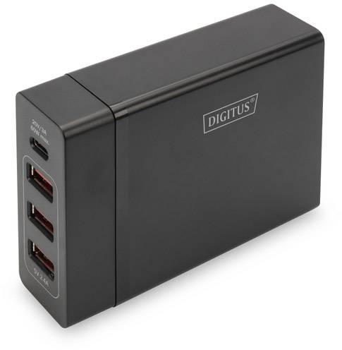 Digitus DA-10195 USB Ladegerät 72 W 1x USB-C®, 3x USB-A USB PD Schwarz Innenbereich USB Power Delivery (USB-PD)
