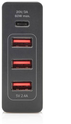 Digitus DA-10195 USB Ladegerät 72W 1x USB-C®, 3x USB-A USB PD Schwarz Innenbereich USB Power Delivery (USB-PD)