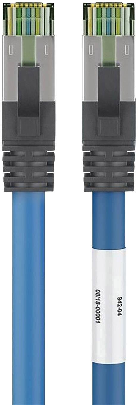 Goobay 45659 RJ45 Netzwerkkabel, Patchkabel CAT 8.1 S/FTP 1.00 m Blau Halogenfrei, mit Rastnasenschutz, vergoldete Steckkontakte 1 St.