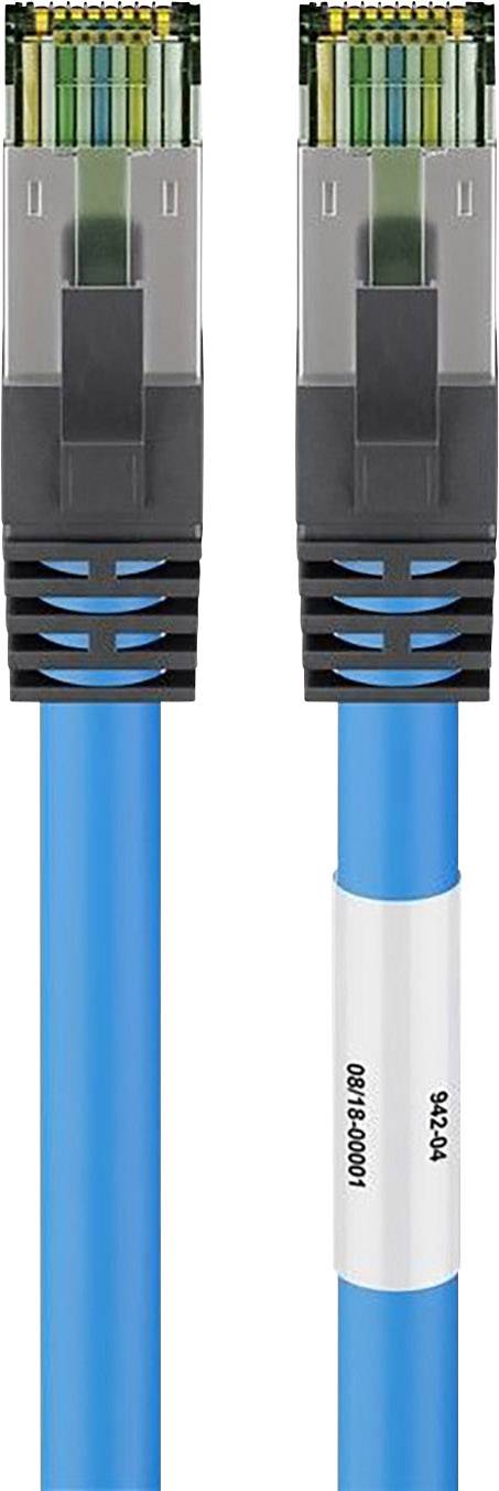Goobay 45659 RJ45 Netzwerkkabel, Patchkabel CAT 8.1 S/FTP 1.00 m Blau Halogenfrei, mit Rastnasenschutz, vergoldete Steckkontakte 1 St.